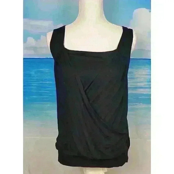 NWT NEW CABLE & GAUGE Woman BLACK Faux 2 pc Top CROSSOVER Front accent Small - Picture 5 of 8
